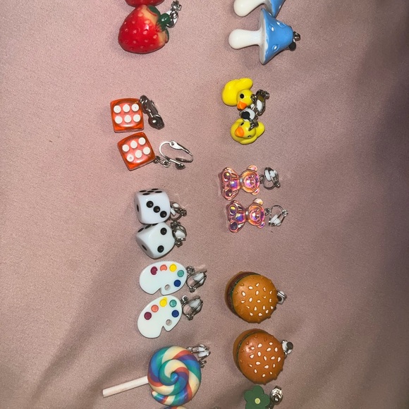 Fun, silly and creative clip on earrings for kids! + earring organizer - Picture 1 of 8